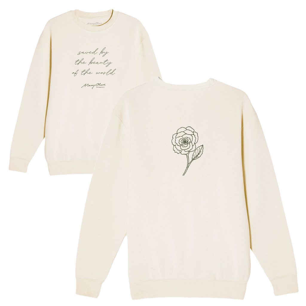 Mary Oliver Saved by the Beauty Script Crewneck 