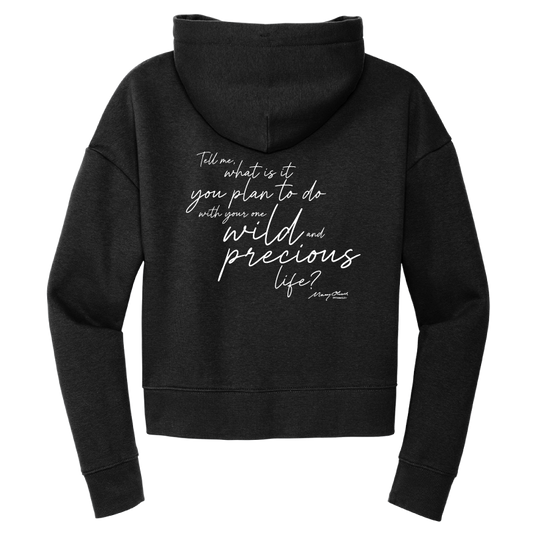 Mary Oliver Womens One Wild and Precious Life Cropped Hoodie