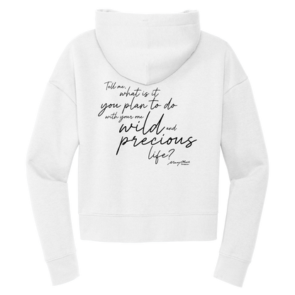Mary Oliver Womens One Wild and Precious Life Cropped Hoodie