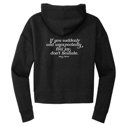 Mary Oliver Womens Suddenly and Unexpectedly Cropped Hoodie
