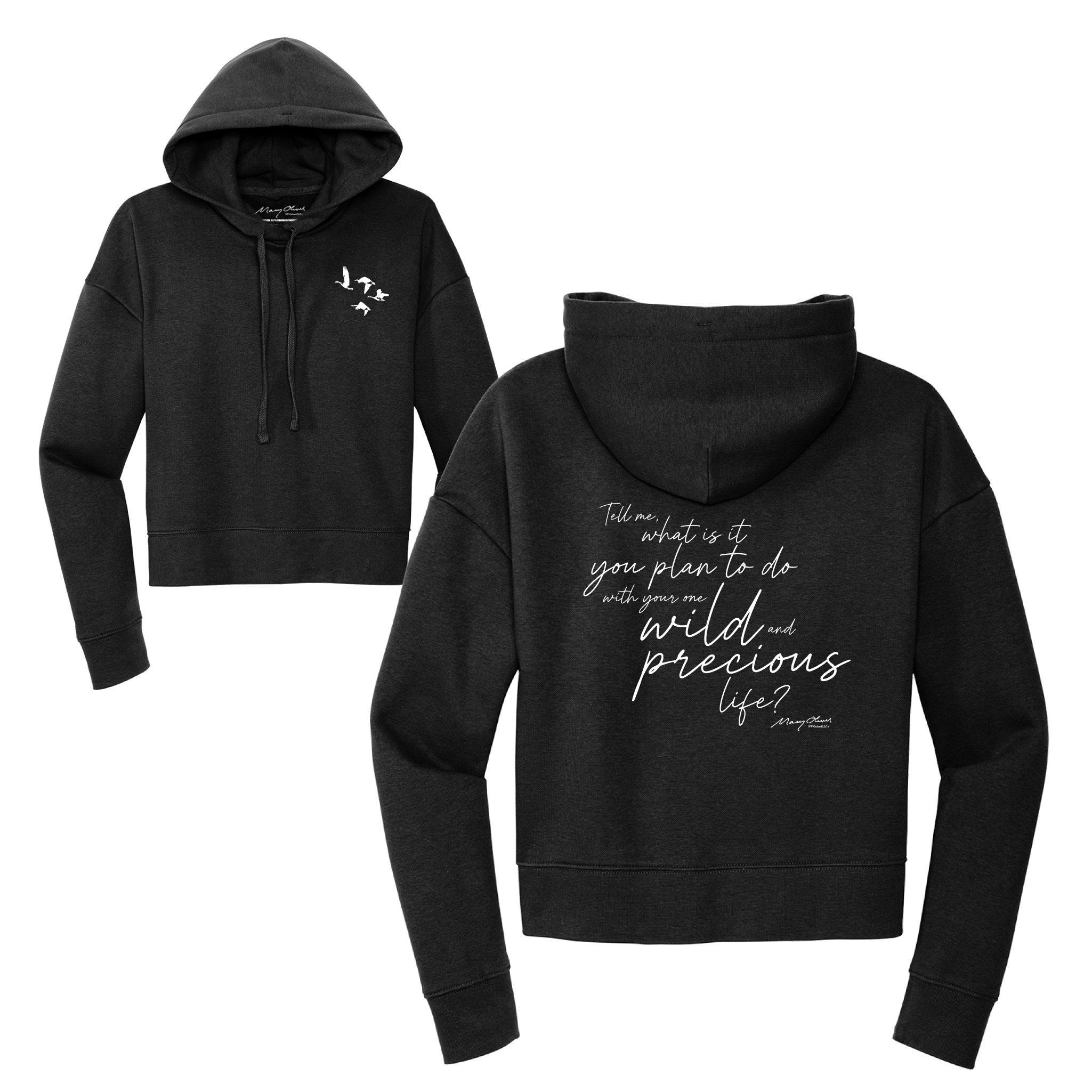 Mary Oliver Womens One Wild and Precious Life Cropped Hoodie