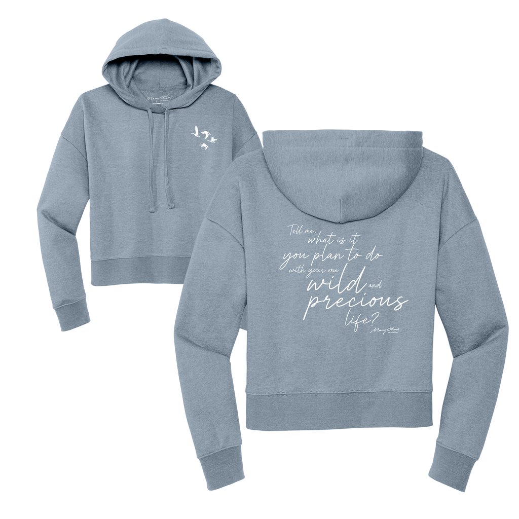 Mary Oliver Womens One Wild and Precious Life Cropped Hoodie